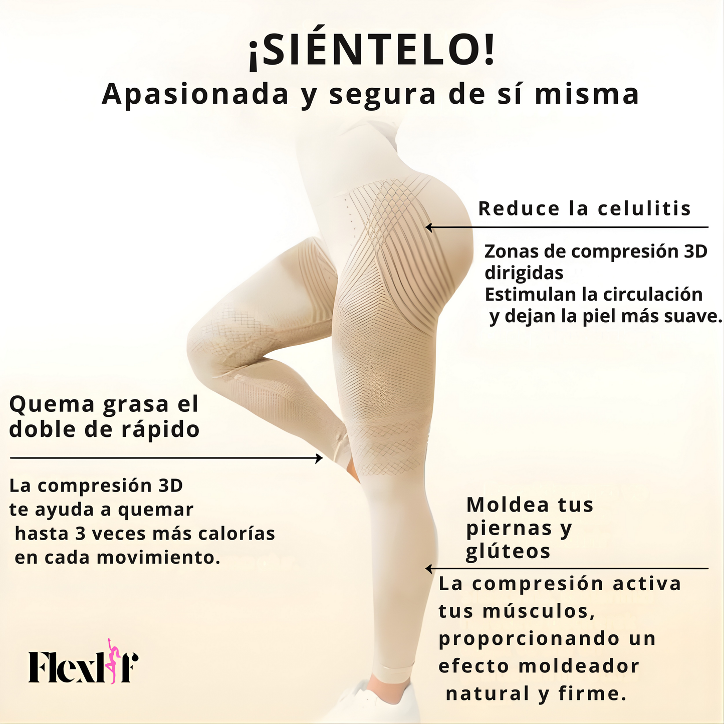 ©Flexlif 4 en 1 Efecto Tights - Celulitis, Varices, Lipedema, Adelgazamiento